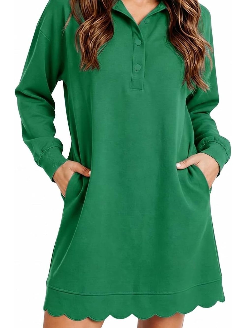 T-Shirt Mini Dress w/ Scalloped Hem.